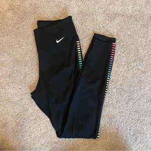 Nike Black Leggings with Rainbow Side Detailing